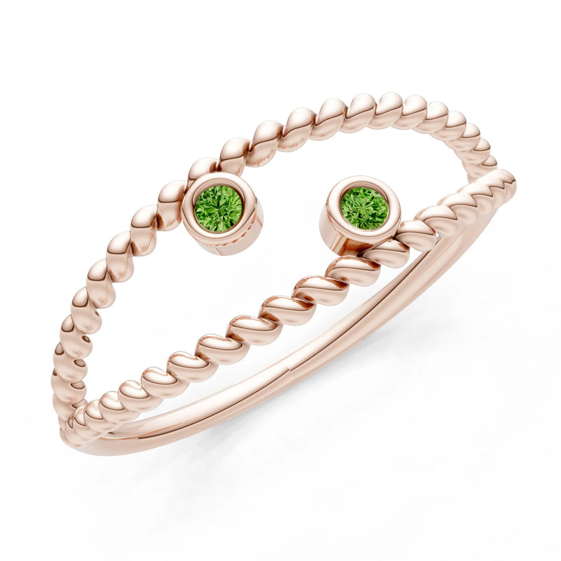 Dainty Rope Round Gemstone Double Station Band