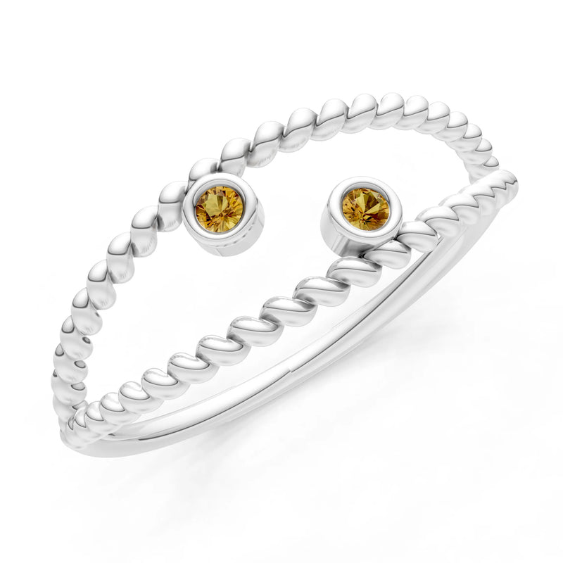 Dainty Rope Round Gemstone Double Station Band