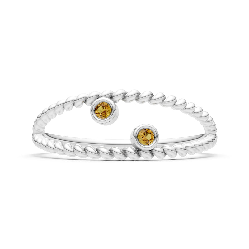 Citrine Dainty Rope Round Cut Double Station Band