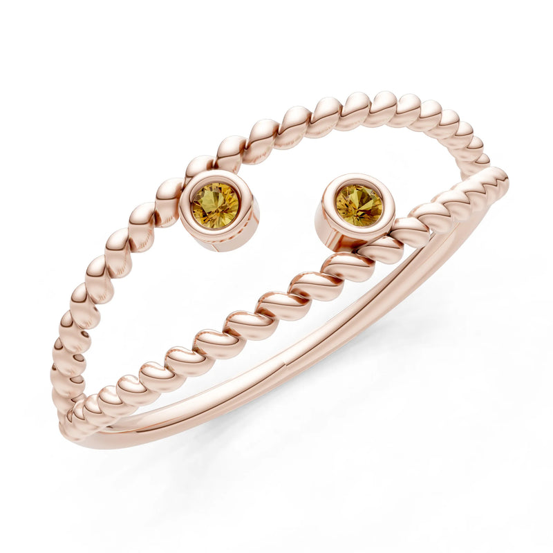 Dainty Rope Round Gemstone Double Station Band