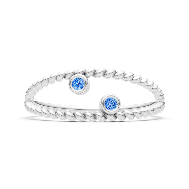 Dainty Rope Round Gemstone Double Station Band