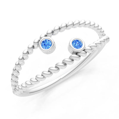 Dainty Rope Round Gemstone Double Station Band