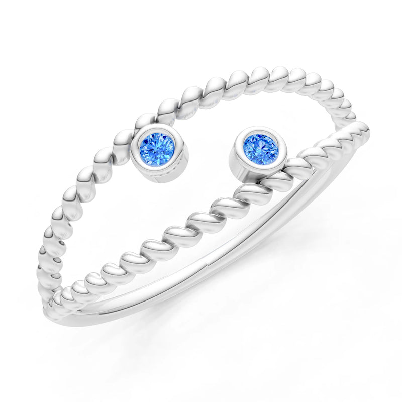 Dainty Rope Round Gemstone Double Station Band