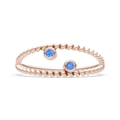 Swiss Blue Topaz Dainty Rope Round Cut Double Station Band