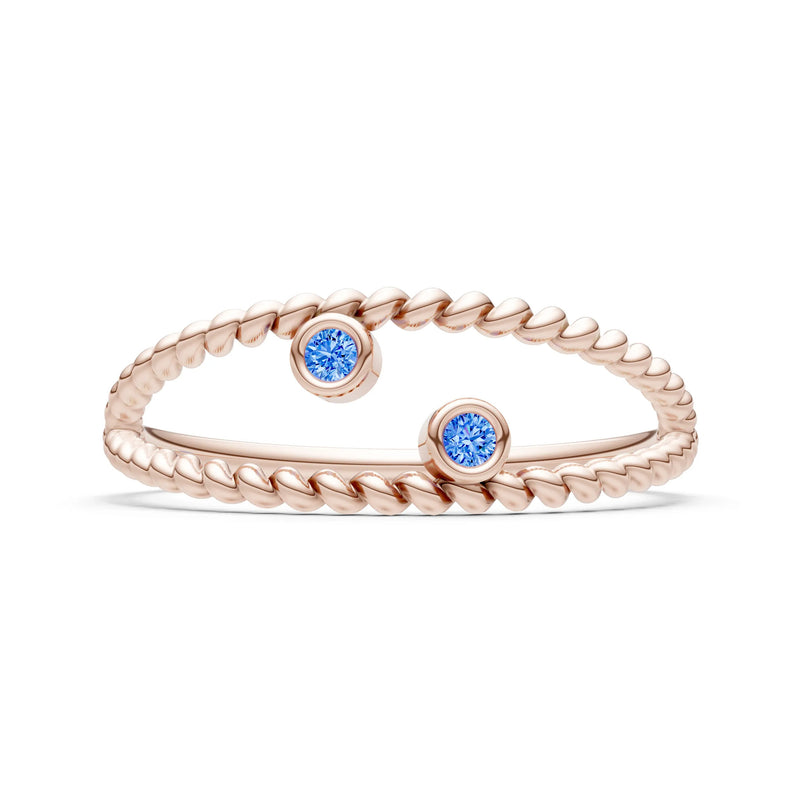 Swiss Blue Topaz Dainty Rope Round Cut Double Station Band