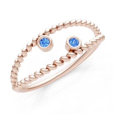 Dainty Rope Round Gemstone Double Station Band