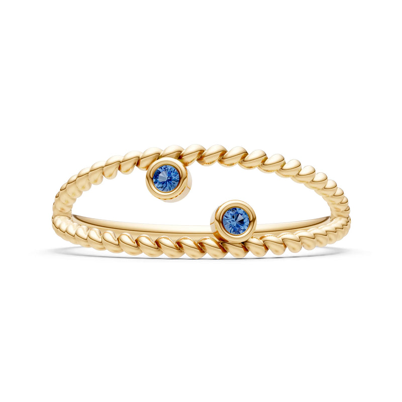 Dainty Rope Round Gemstone Double Station Band