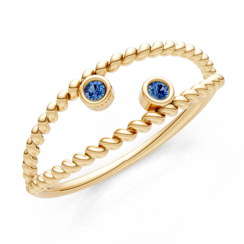 Dainty Rope Round Gemstone Double Station Band