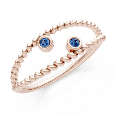 Dainty Rope Round Gemstone Double Station Band