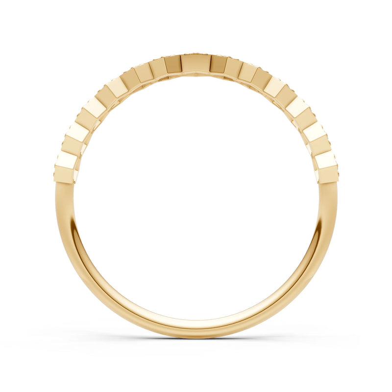 Dainty Hex Cell Round Gemstone Pavé Half Band