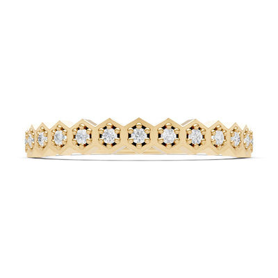Dainty Hex Cell Round Gemstone Pavé Half Band