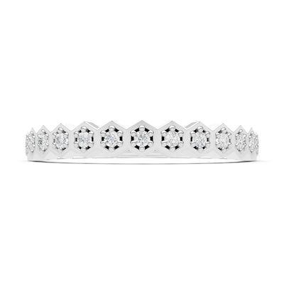 Diamond Dainty Hex Cell Pavé Round Cut Half Band