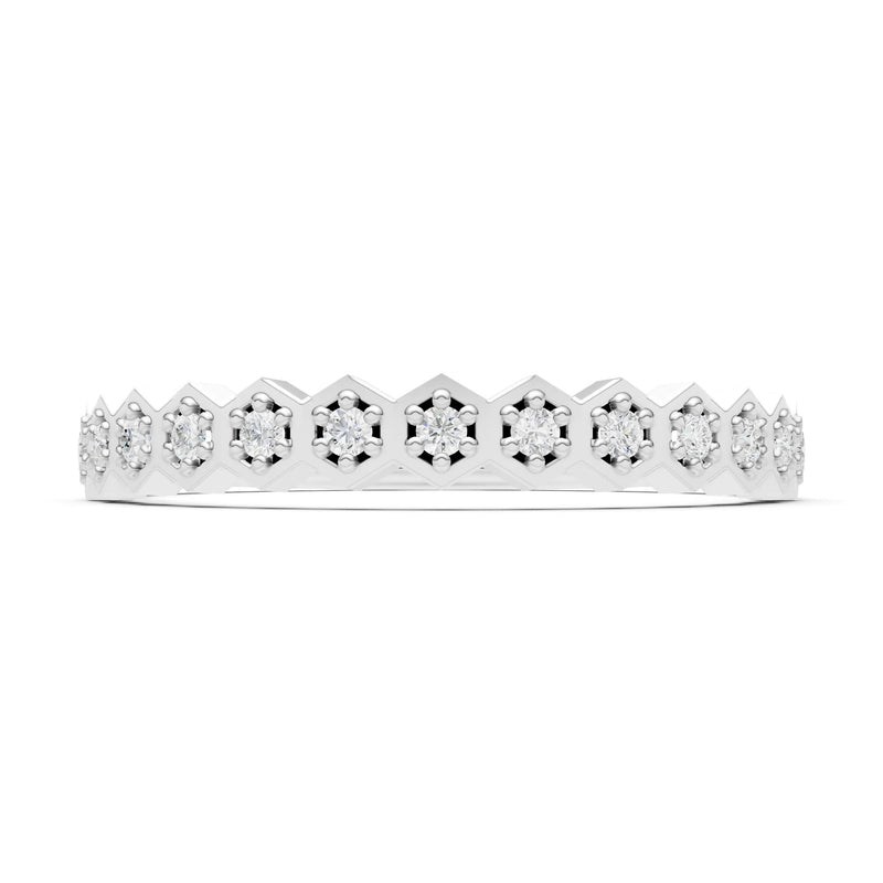 Diamond Dainty Hex Cell Pavé Round Cut Half Band