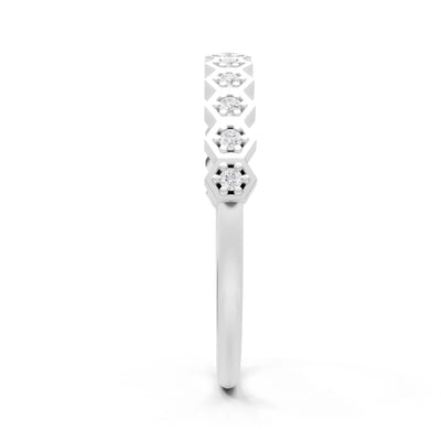 Diamond Dainty Hex Cell Pavé Round Cut Half Band