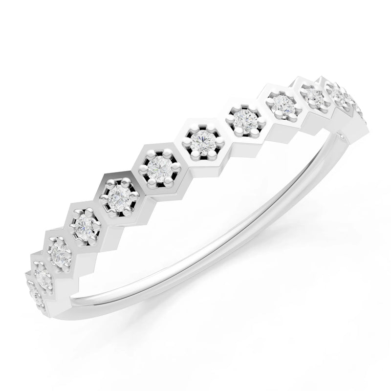 Diamond Dainty Hex Cell Pavé Round Cut Half Band