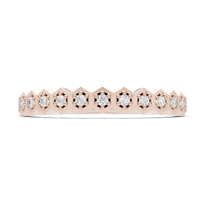 Dainty Hex Cell Round Gemstone Pavé Half Band