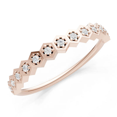 Diamond Dainty Hex Cell Pavé Round Cut Half Band