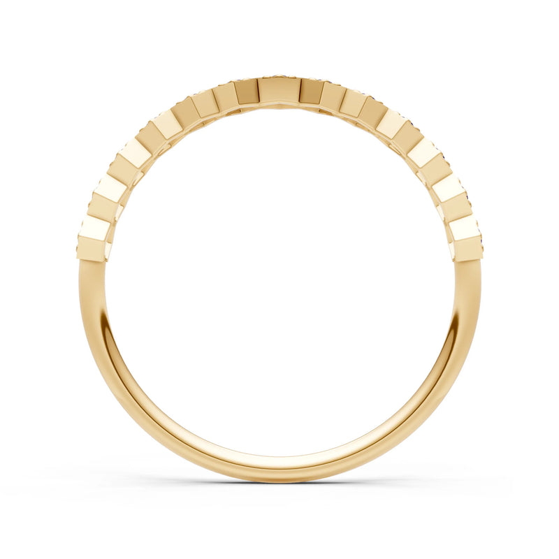 Dainty Hex Cell Round Gemstone Pavé Half Band