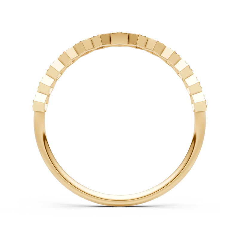 Dainty Hex Cell Round Gemstone Pavé Half Band