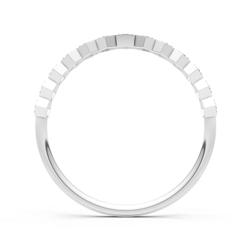 Garnet Dainty Hex Cell Pavé Round Cut Half Band