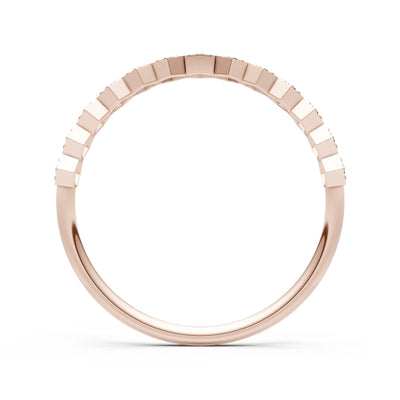 Dainty Hex Cell Round Gemstone Pavé Half Band