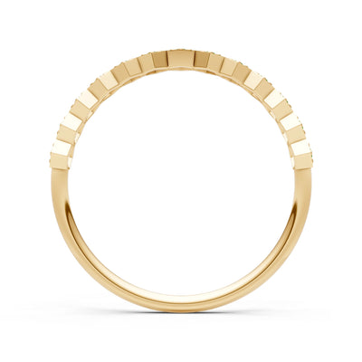 Dainty Hex Cell Round Gemstone Pavé Half Band