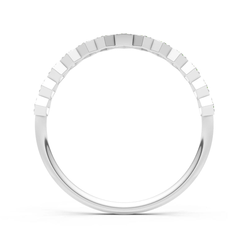 Dainty Hex Cell Round Gemstone Pavé Half Band