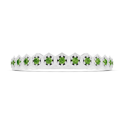 Peridot Dainty Hex Cell Pavé Round Cut Half Band