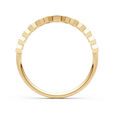 Dainty Hex Cell Round Gemstone Pavé Half Band