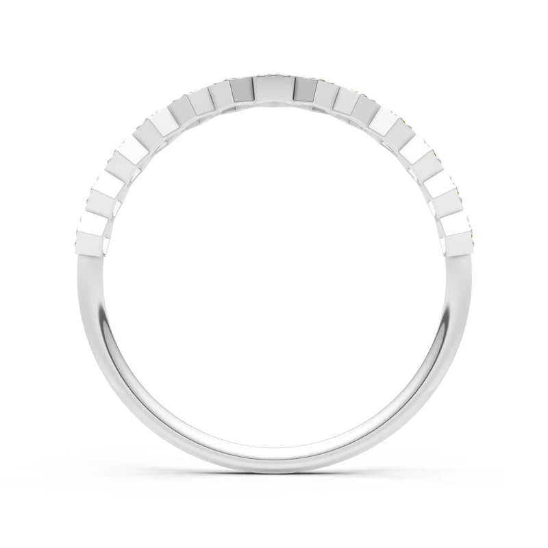 Dainty Hex Cell Round Gemstone Pavé Half Band