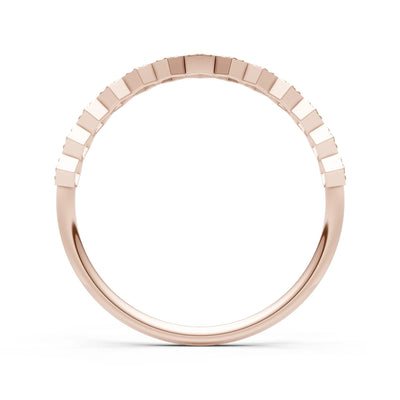 Dainty Hex Cell Round Gemstone Pavé Half Band