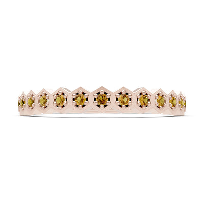 Dainty Hex Cell Round Gemstone Pavé Half Band