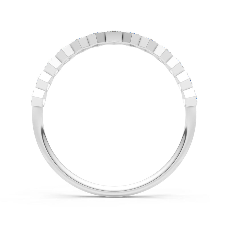 Dainty Hex Cell Round Gemstone Pavé Half Band