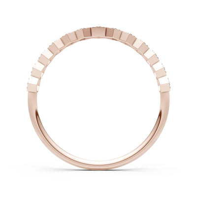 Dainty Hex Cell Round Gemstone Pavé Half Band