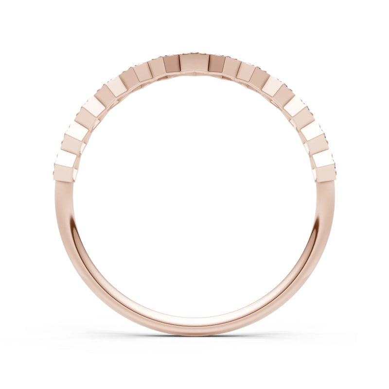 Dainty Hex Cell Round Gemstone Pavé Half Band