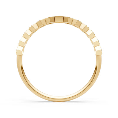 Dainty Hex Cell Round Gemstone Pavé Half Band