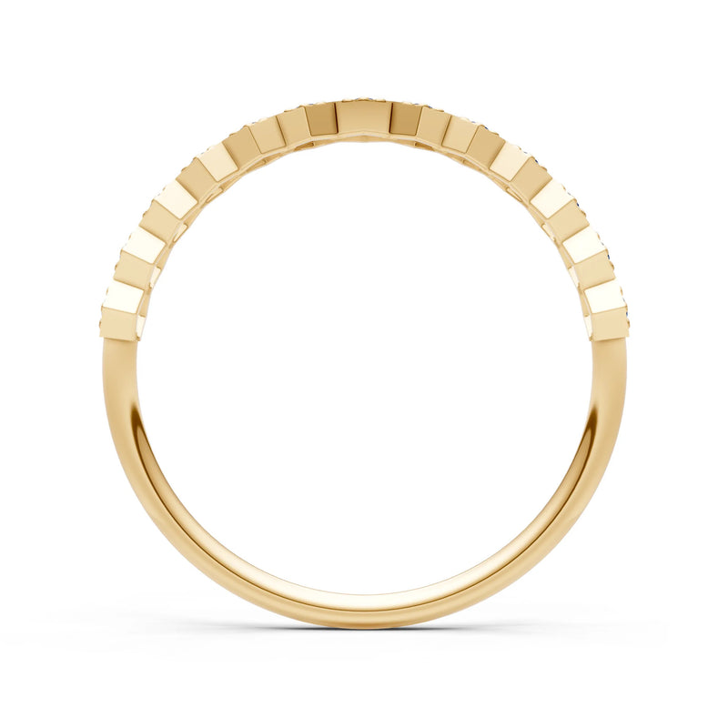 Dainty Hex Cell Round Gemstone Pavé Half Band