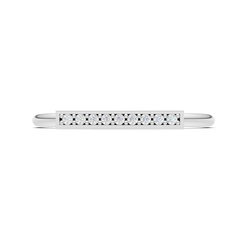 Dainty Slim Bar Round Gemstone Pavé Half Band