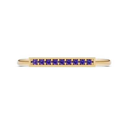 Dainty Slim Bar Round Gemstone Pavé Half Band