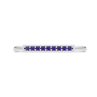 Dainty Slim Bar Round Gemstone Pavé Half Band