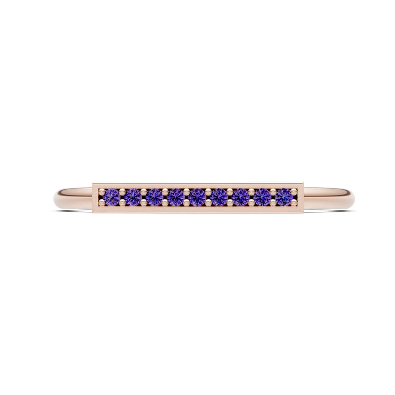 Dainty Slim Bar Round Gemstone Pavé Half Band