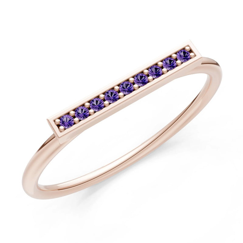 Dainty Slim Bar Round Gemstone Pavé Half Band