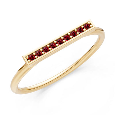 Garnet Dainty Slim Bar Pavé Round Cut Half Band