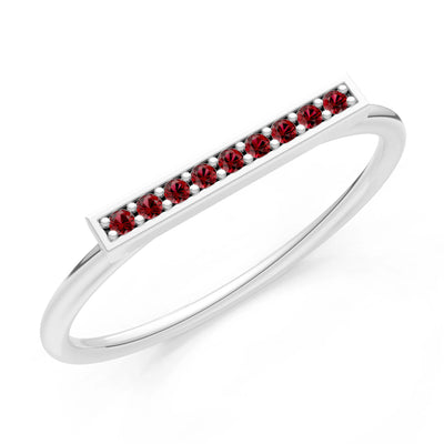 Dainty Slim Bar Round Gemstone Pavé Half Band