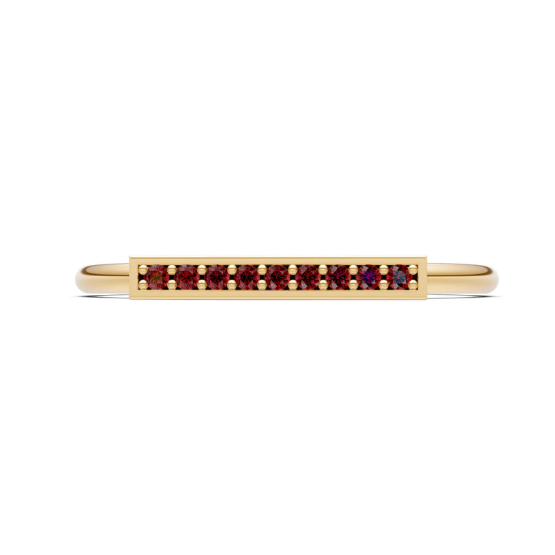 Dainty Slim Bar Round Gemstone Pavé Half Band