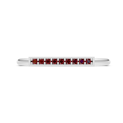 Garnet Dainty Slim Bar Pavé Round Cut Half Band