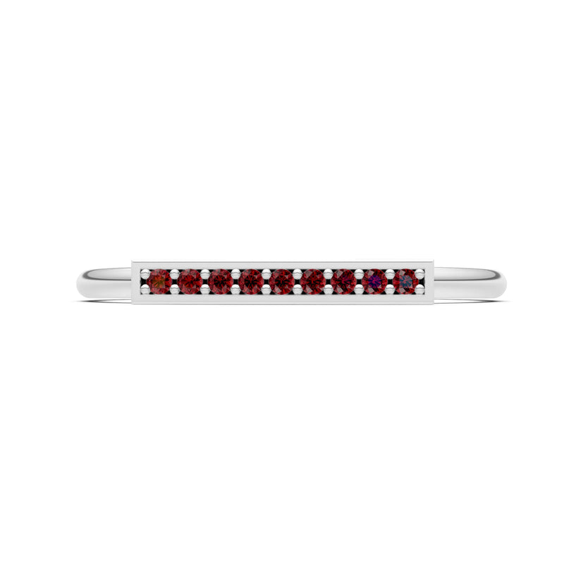Garnet Dainty Slim Bar Pavé Round Cut Half Band
