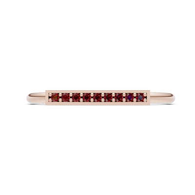 Garnet Dainty Slim Bar Pavé Round Cut Half Band