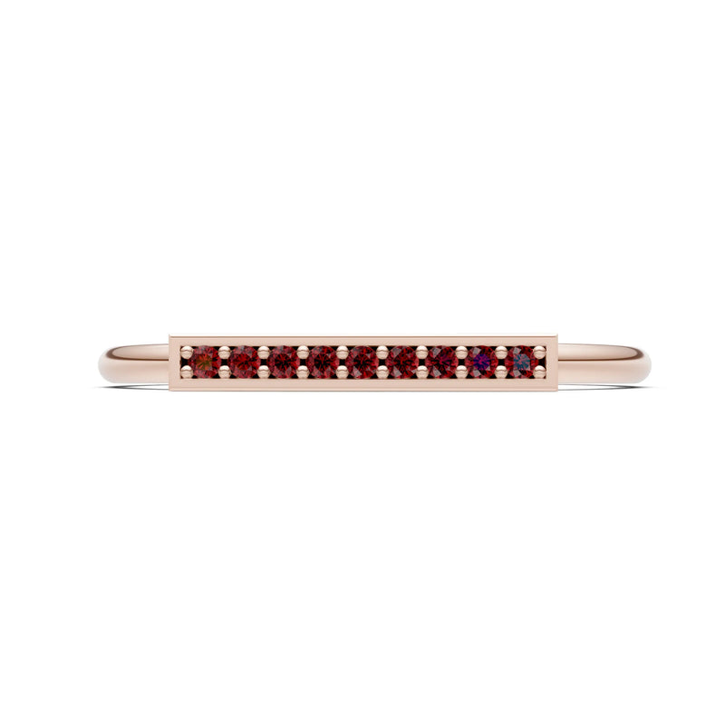 Dainty Slim Bar Round Gemstone Pavé Half Band