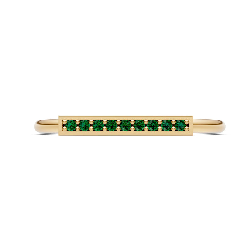 Dainty Slim Bar Round Gemstone Pavé Half Band